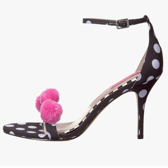 Betse Johnson | Lylly Whimsical Polka Dot Pom Pom Heels Sandals | 9.5 - Picture 1 of 15